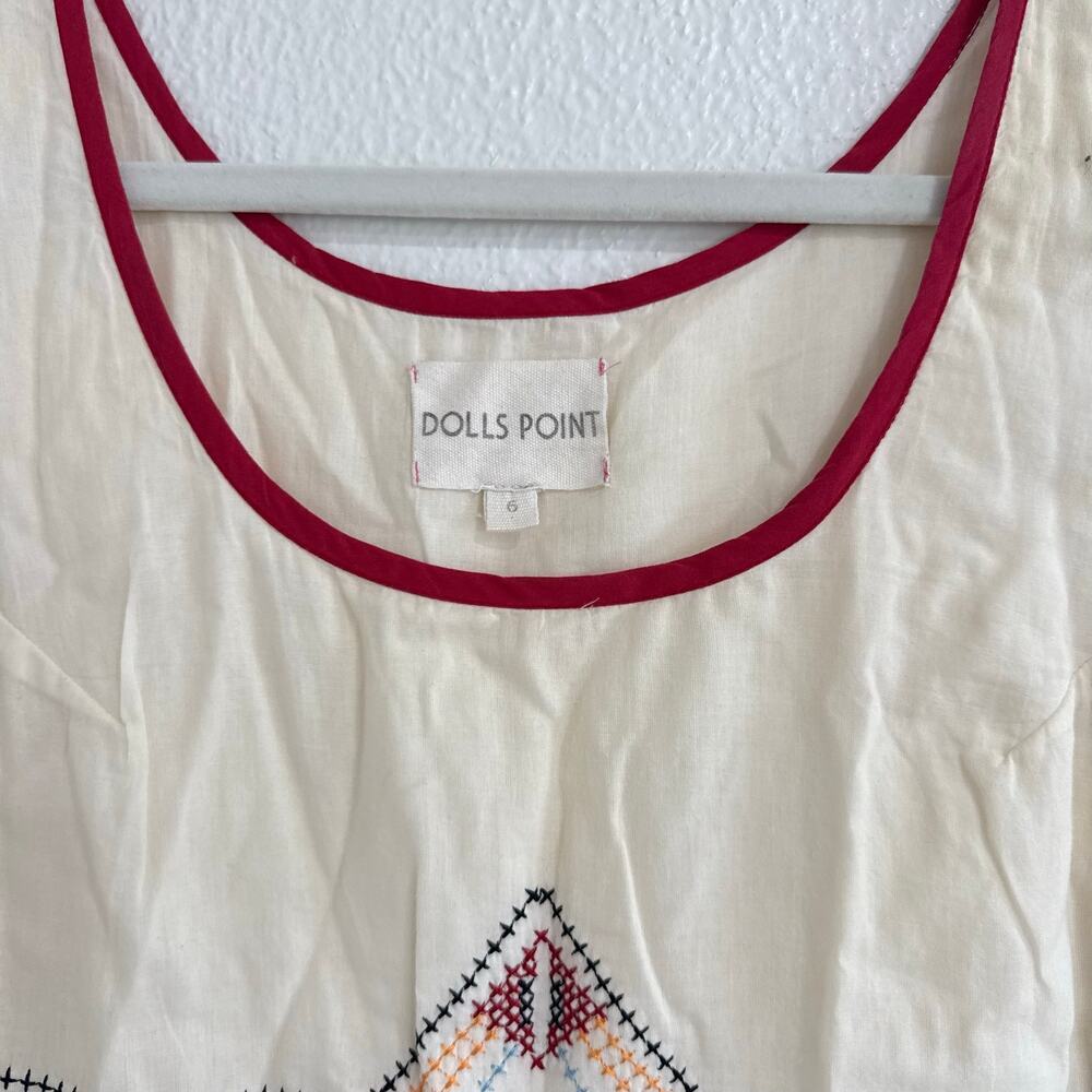 Urban Outfitters Dolls Point Embroidered Boho Hi Low Dress Cream Folk Festival 6 - Picture 2 of 5
